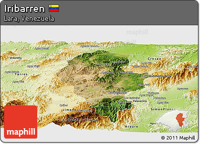 Satellite Panoramic Map of Iribarren, physical outside