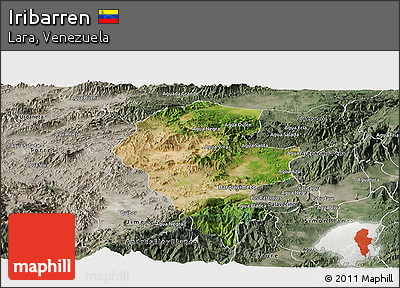 Satellite Panoramic Map of Iribarren, semi-desaturated