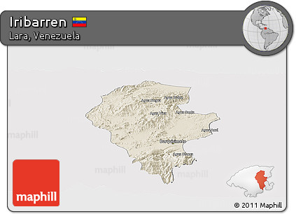 Shaded Relief Panoramic Map of Iribarren, cropped outside