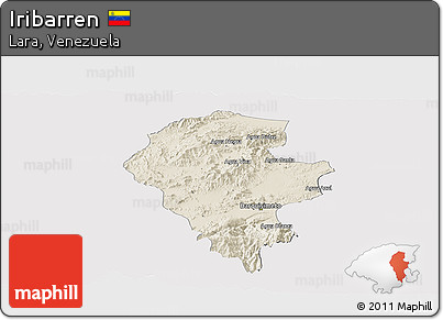Shaded Relief Panoramic Map of Iribarren, cropped outside