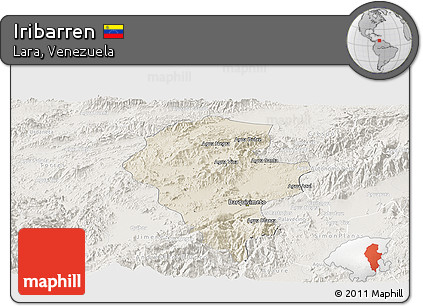 Shaded Relief Panoramic Map of Iribarren, lighten