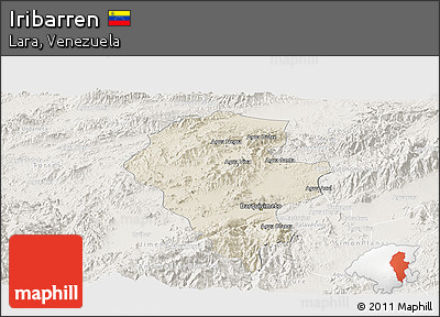 Shaded Relief Panoramic Map of Iribarren, lighten