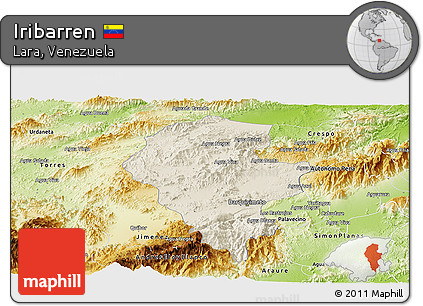 Shaded Relief Panoramic Map of Iribarren, physical outside