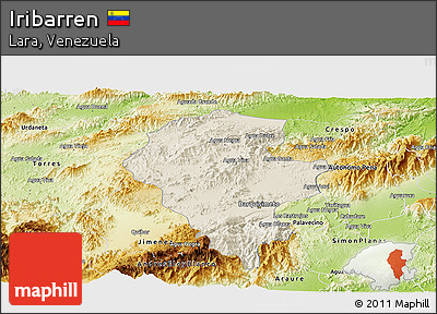 Shaded Relief Panoramic Map of Iribarren, physical outside