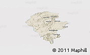 Shaded Relief Panoramic Map of Iribarren, single color outside
