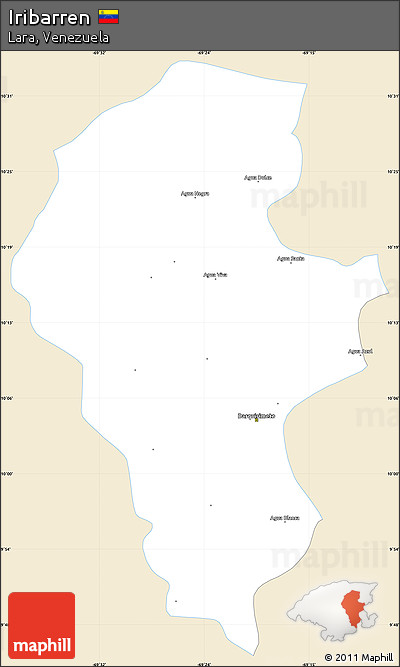 Classic Style Simple Map of Iribarren, single color outside