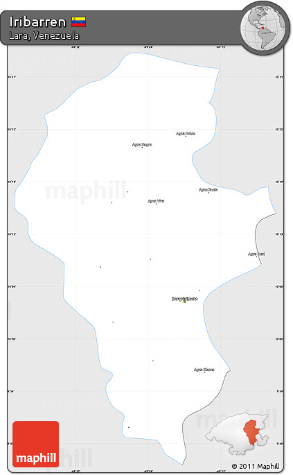 Silver Style Simple Map of Iribarren, single color outside