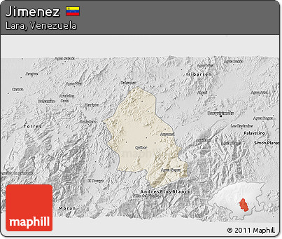 Shaded Relief 3D Map of Jimenez, desaturated