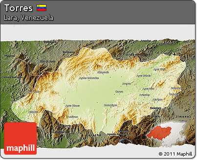Physical 3D Map of Torres, darken