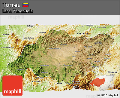 Satellite 3D Map of Torres, physical outside