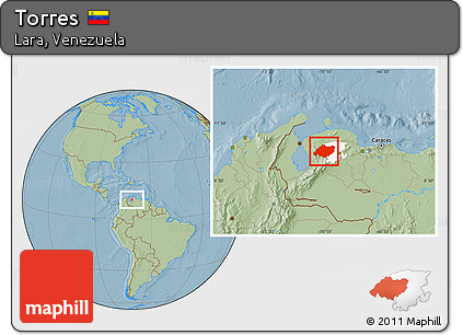 Savanna Style Location Map of Torres, highlighted parent region, hill shading