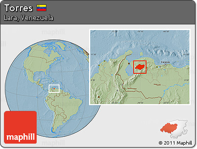 Savanna Style Location Map of Torres, hill shading