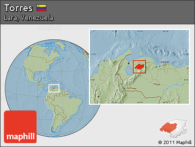 Savanna Style Location Map of Torres, hill shading
