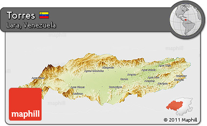 Physical Panoramic Map of Torres, single color outside