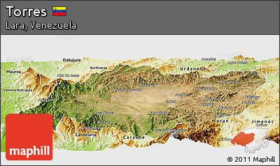 Satellite Panoramic Map of Torres, physical outside