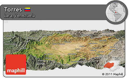 Satellite Panoramic Map of Torres, semi-desaturated