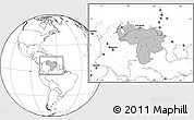 Gray Location Map of Venezuela, blank outside, hill shading inside