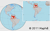 Gray Location Map of Venezuela, within the entire continent