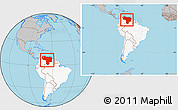 Gray Location Map of Venezuela, highlighted continent, within the entire continent