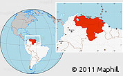 Gray Location Map of Venezuela, highlighted continent