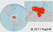 Gray Location Map of Venezuela, hill shading