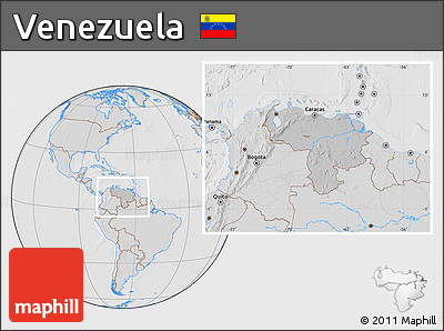 Gray Location Map of Venezuela, lighten, desaturated, hill shading