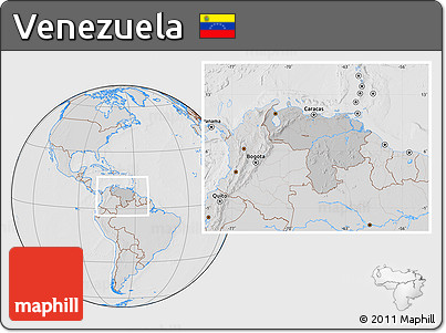 Gray Location Map of Venezuela, lighten, desaturated, hill shading