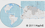 Gray Location Map of Venezuela, lighten, land only, hill shading
