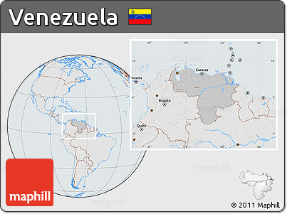 Gray Location Map of Venezuela, lighten, semi-desaturated