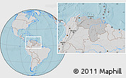 Gray Location Map of Venezuela, lighten, semi-desaturated, land only, hill shading