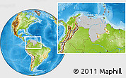 Gray Location Map of Venezuela, physical outside