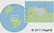 Gray Location Map of Venezuela, savanna style outside