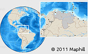 Gray Location Map of Venezuela, shaded relief outside