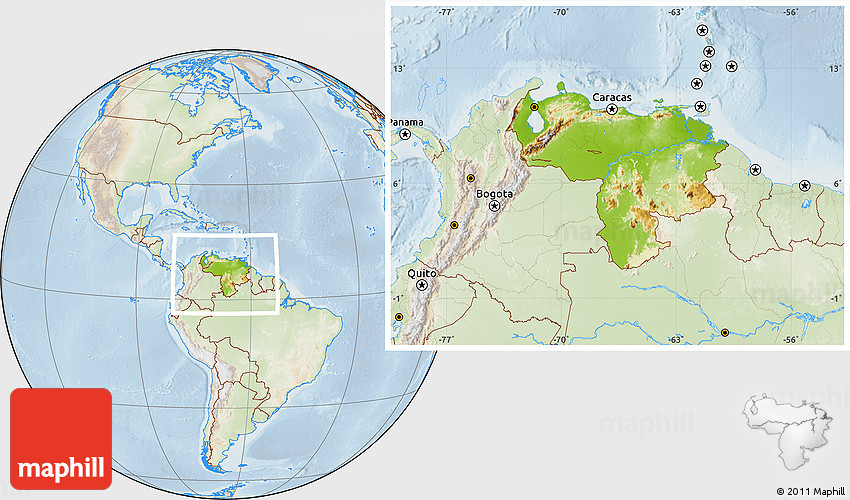 Physical Location Map Of Venezuela Lighten