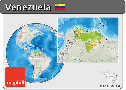 Physical Location Map of Venezuela, lighten, semi-desaturated, land only