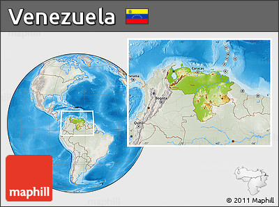 Physical Location Map of Venezuela, lighten, semi-desaturated, land only