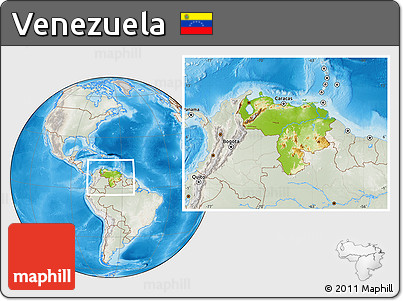 Physical Location Map of Venezuela, lighten, semi-desaturated, land only