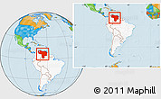 Political Location Map of Venezuela, highlighted continent, within the entire continent