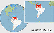 Savanna Style Location Map of Venezuela, highlighted continent, within the entire continent