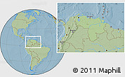 Savanna Style Location Map of Venezuela, hill shading outside