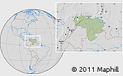 Savanna Style Location Map of Venezuela, lighten, desaturated, hill shading