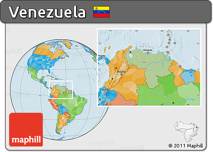 Savanna Style Location Map of Venezuela, political outside