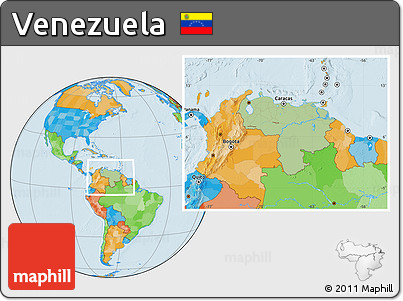 Savanna Style Location Map of Venezuela, political outside