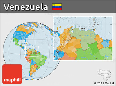 Savanna Style Location Map of Venezuela, political outside