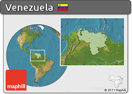 Savanna Style Location Map of Venezuela, satellite outside