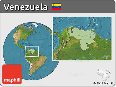 Savanna Style Location Map of Venezuela, satellite outside
