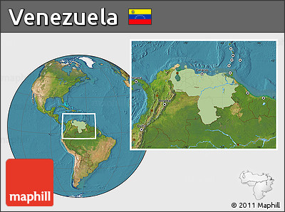 Savanna Style Location Map of Venezuela, satellite outside