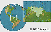 Savanna Style Location Map of Venezuela, satellite outside