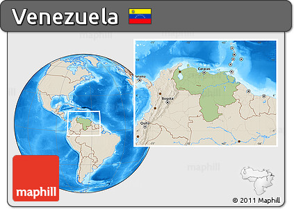 Savanna Style Location Map of Venezuela, shaded relief outside