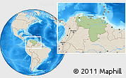 Savanna Style Location Map of Venezuela, shaded relief outside